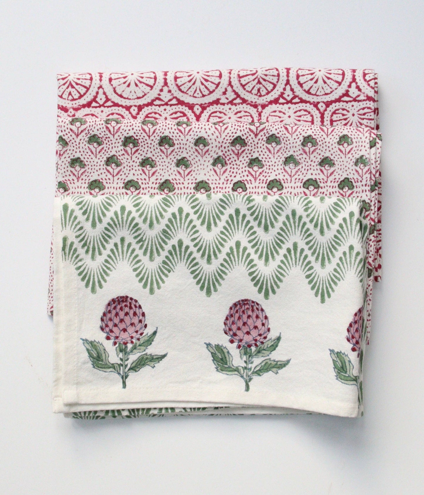 Dishcloth | Seashell Carmine | Handblockprinted