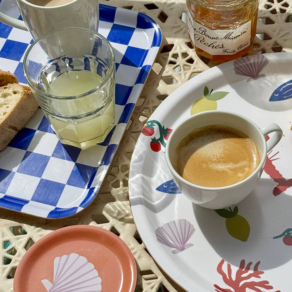 Sea Salt CHECKER Rectangular Serving Tray - 27x20 cm