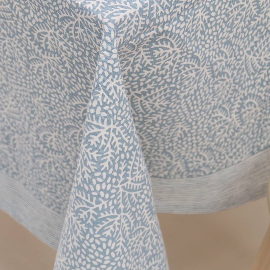 Handblockprinted tablecloth Floral Mineral Green 160 x 270