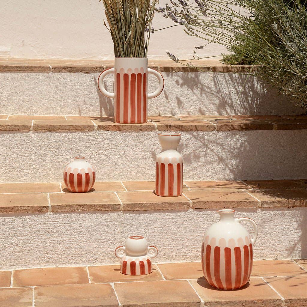 Menorca ceramic candle holder - Stripes