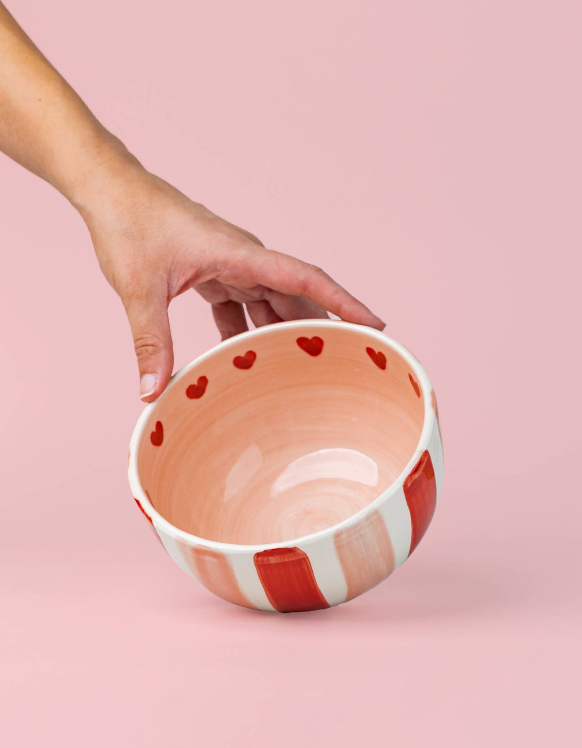Striped Ceramic Bowl – Hand-Painted - Sweetheart