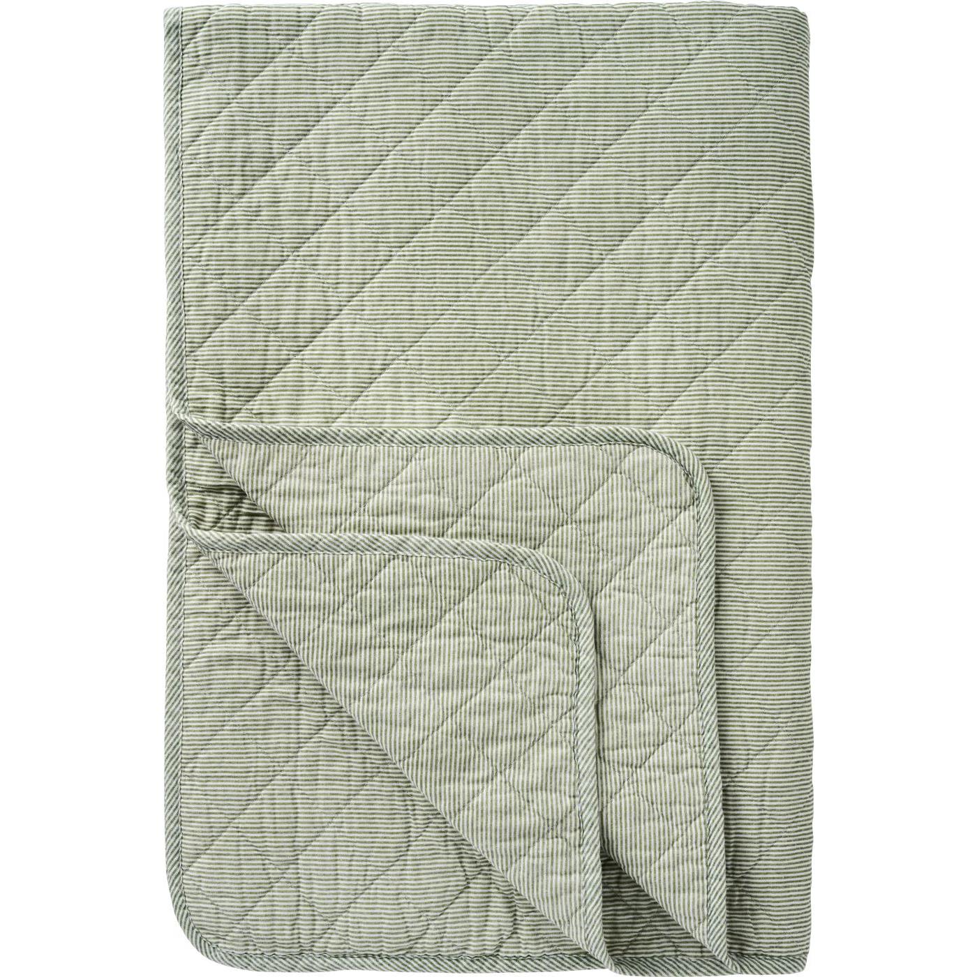Quilt white/dusty green stripes