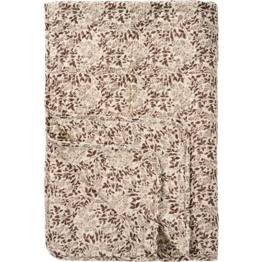 Quilt natural coloured w/milky brown leaf pattern
