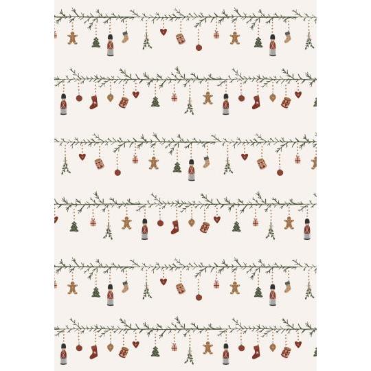 Inpakpapier kerst nostalgisch 5mrol
