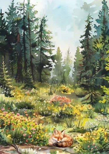 Sustainable postcard Sleeping fox