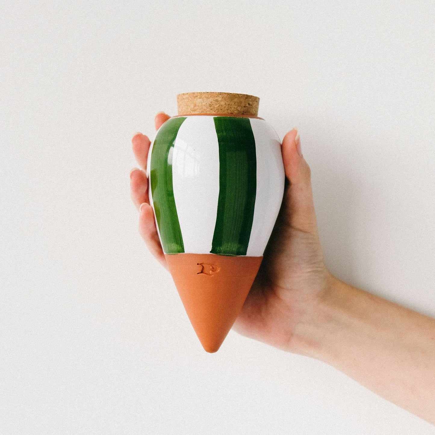 Hydrating Olla - Green and ivory stripes