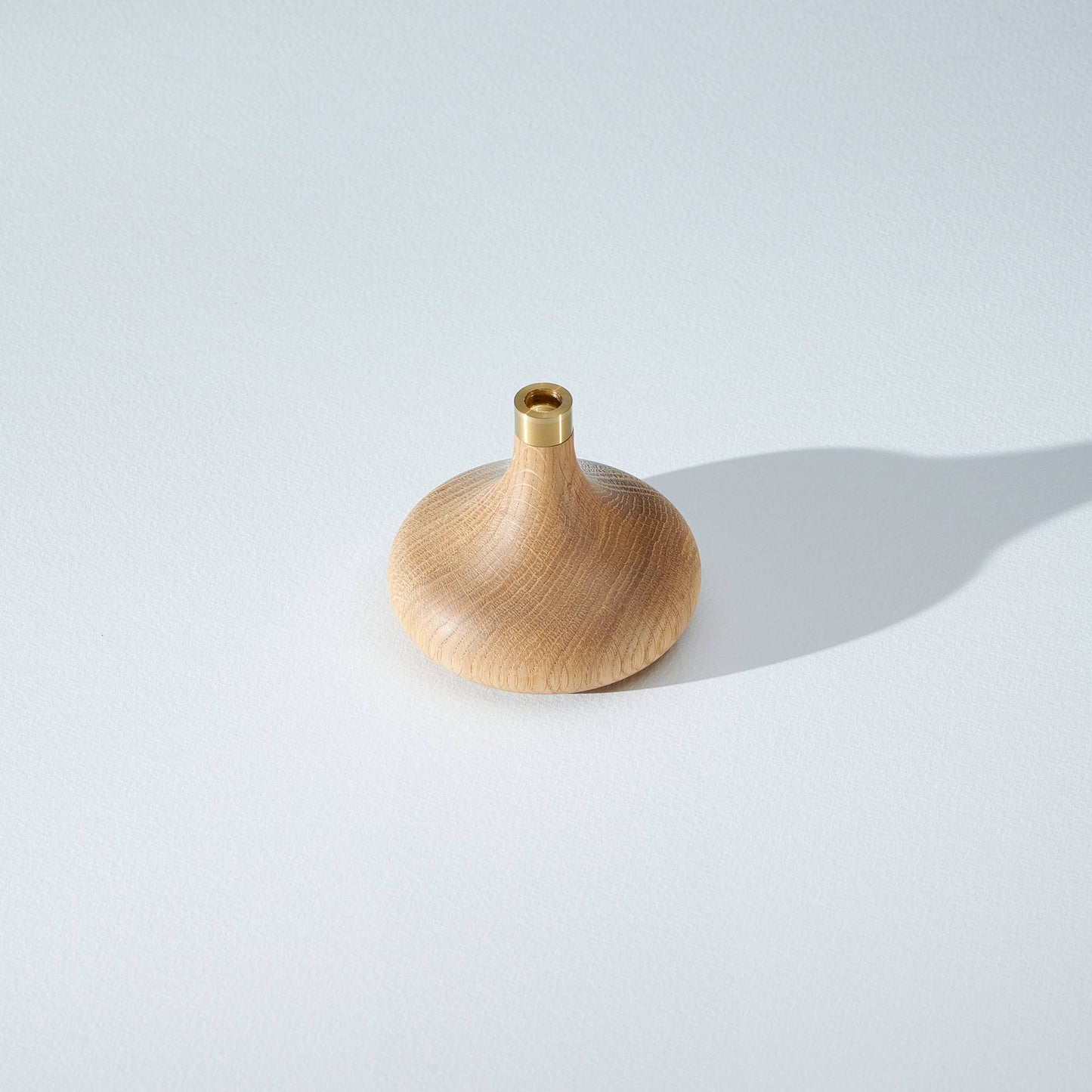 Oak Candle Holder: Aged Brass Socket