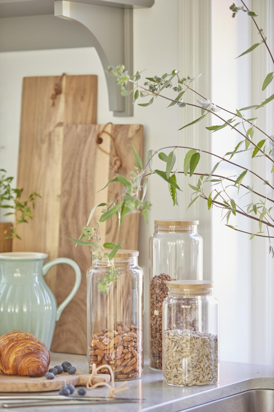 Glass jar w/bamboo lid 1000 ml