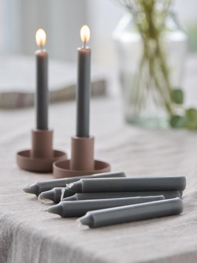 Taper candle bundle w/10 pcs dark grey Ø:1.3 H:10