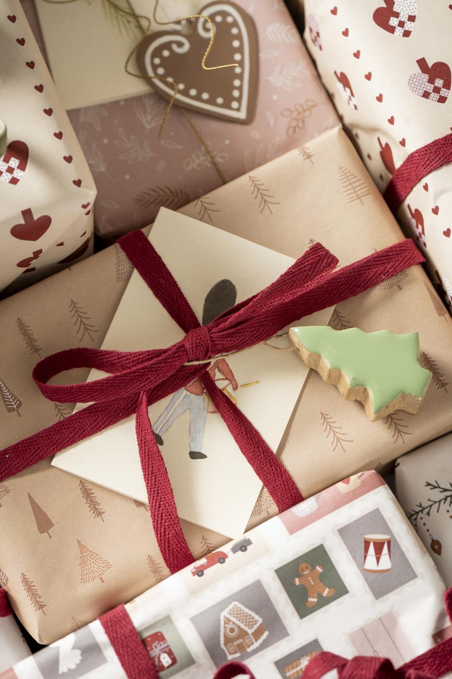 Verpakkingslint katoen 5m / Cotton ribbon on spool 5 m bordeaux