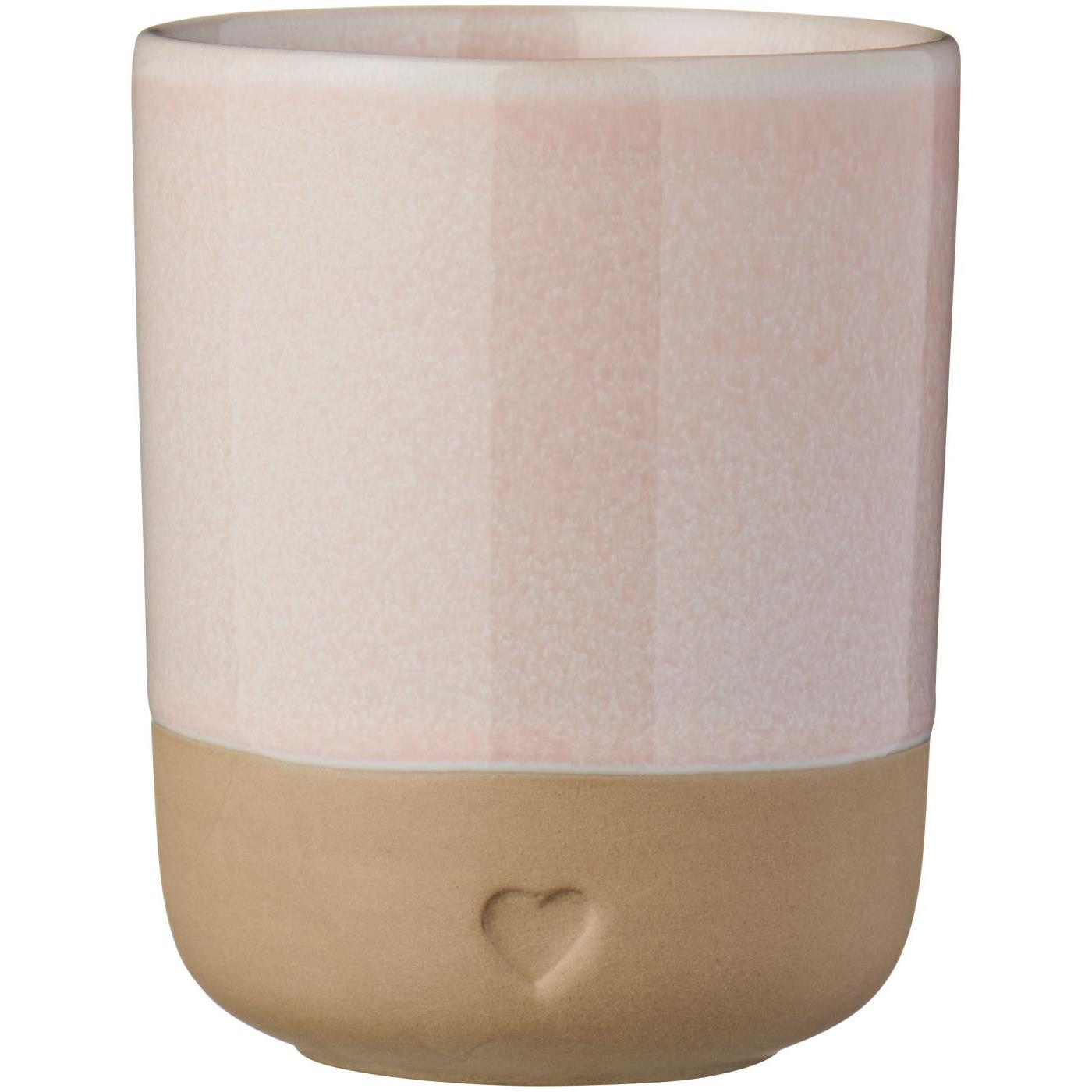 Mug w/o handle Heart matt brown clay w/light pink edge 190 ml