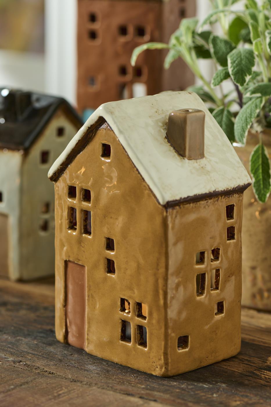 House f/tealight Brighton rust-coloured door