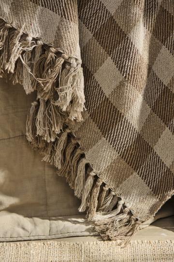 Throw natural/beige/brown checks