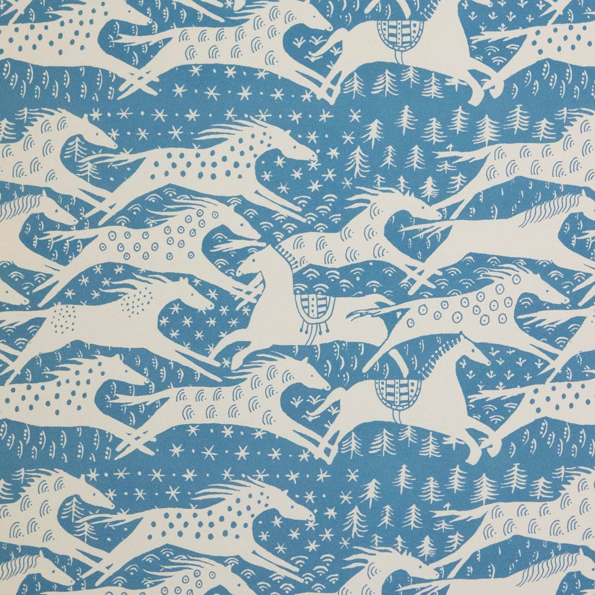 Patterned Paper Horses Blue