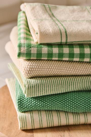 Tea towel Billy natural w/green stripes