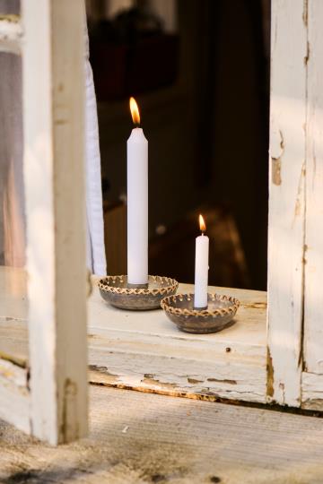 Candle holder f/1.3 cm candle w/braided edge