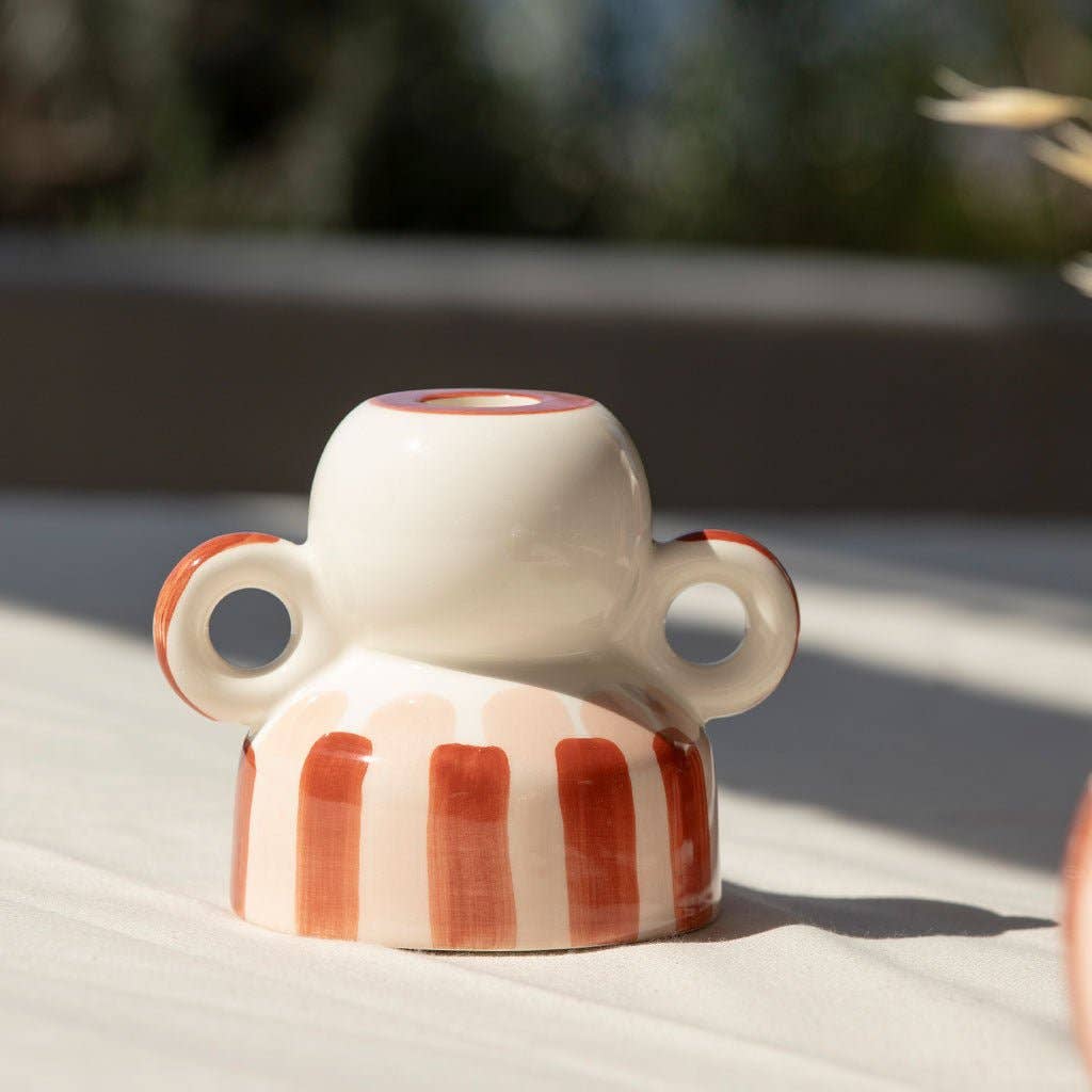 Menorca ceramic candle holder - Stripes