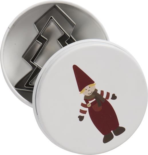 Canister w/3 Christmas tree cookie cutters