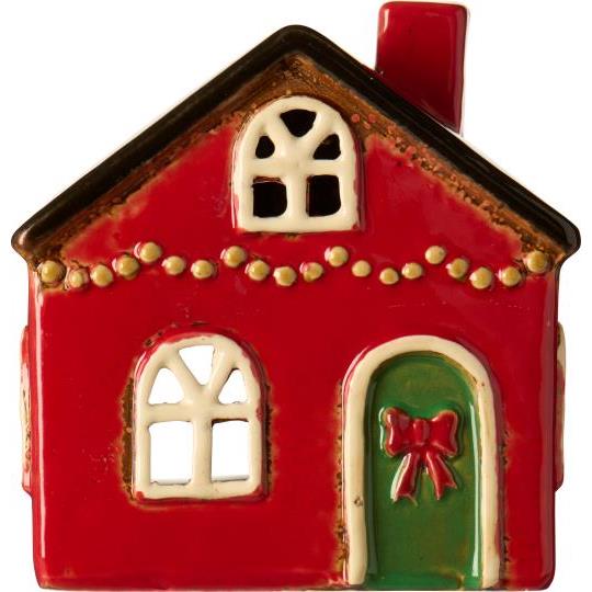 House f/tealight Stillenat red bow on door