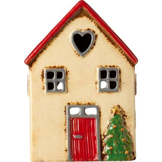House f/tealight Stillenat red roof and Christmas