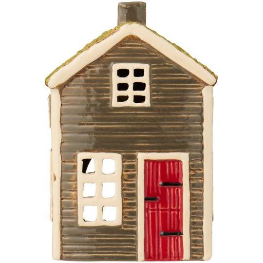 House f/tealight Visby red door grass on roof