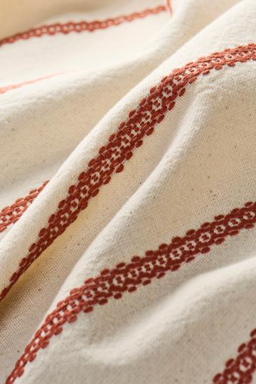 Tea towel Rebecca natural w/rust coloured woven stripe pattern