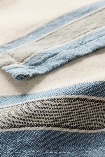 Tea towel Walter natural w/blue and grey stripes on the sides