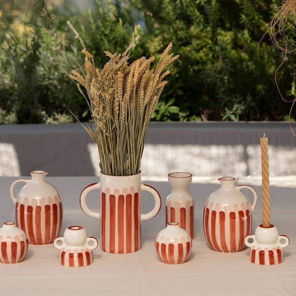 Menorca ceramic candle holder - Stripes