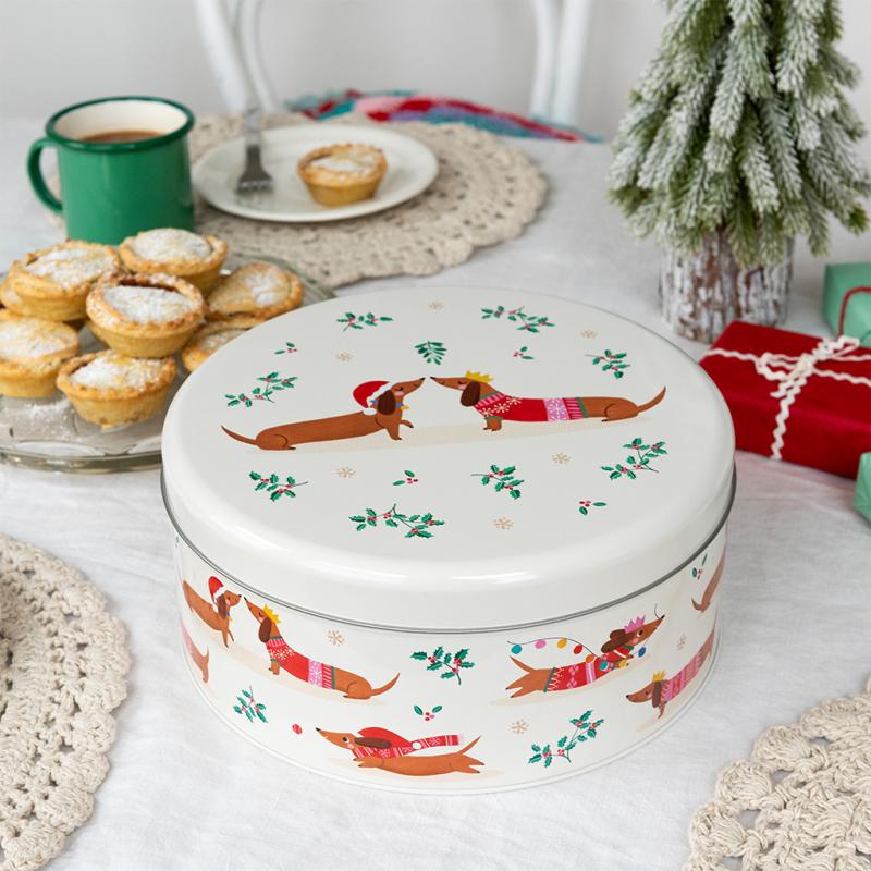 Cake storage tin - Festive Dog