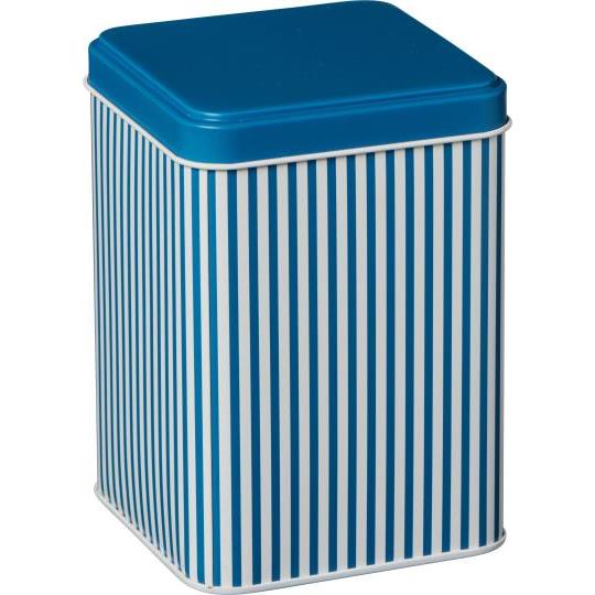 Canister blue stripes and blue lid square