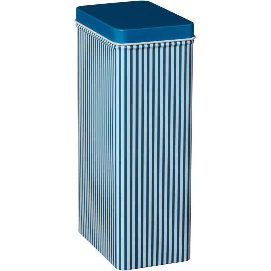 Canister blue stripes and blue lid tall square
