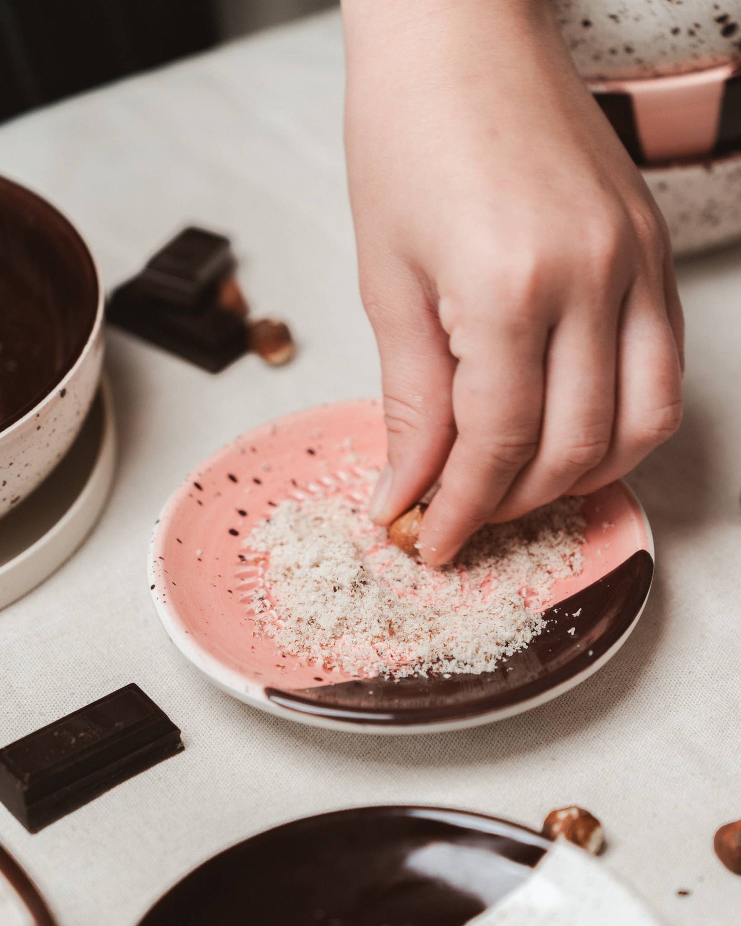 Small Ceramic Garlic Grater Plate- Chocolate