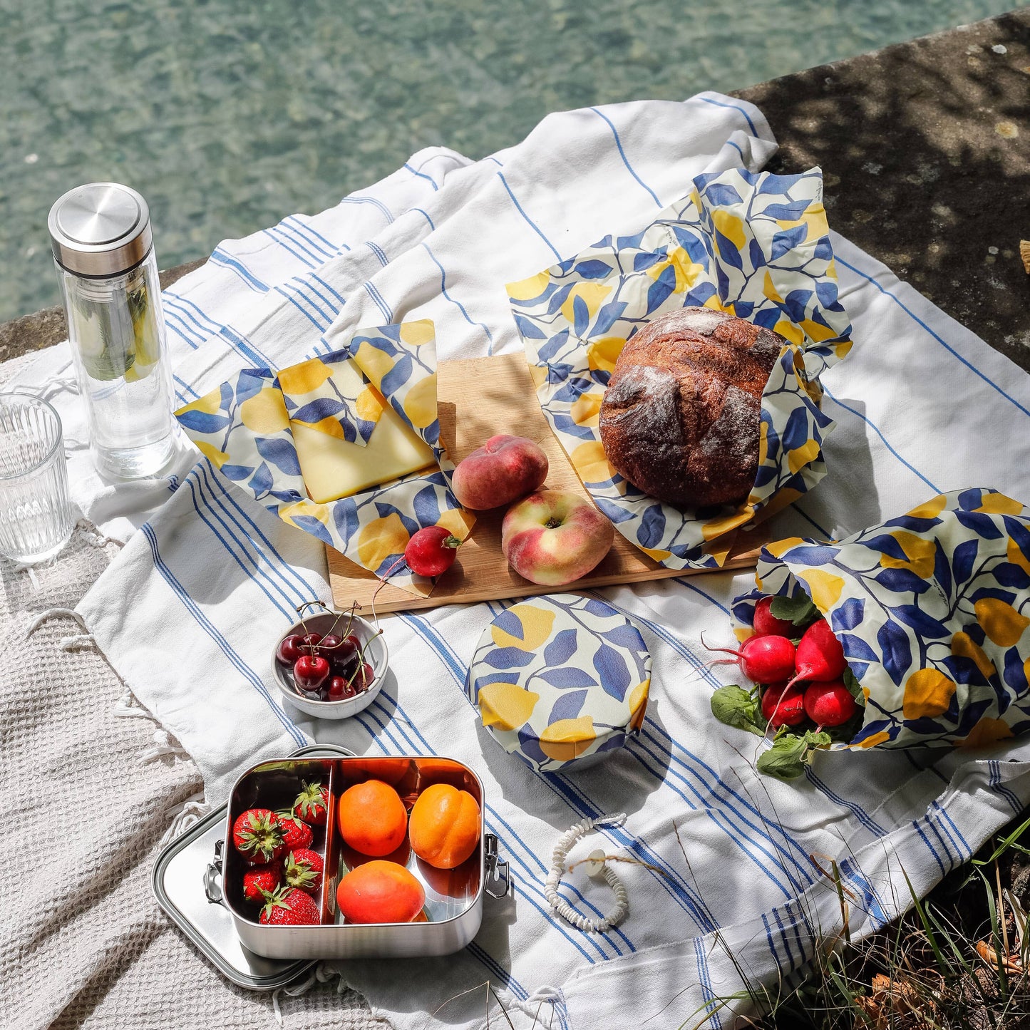 Organic beeswax cloth - Amalfi “starter set” - S/M/L