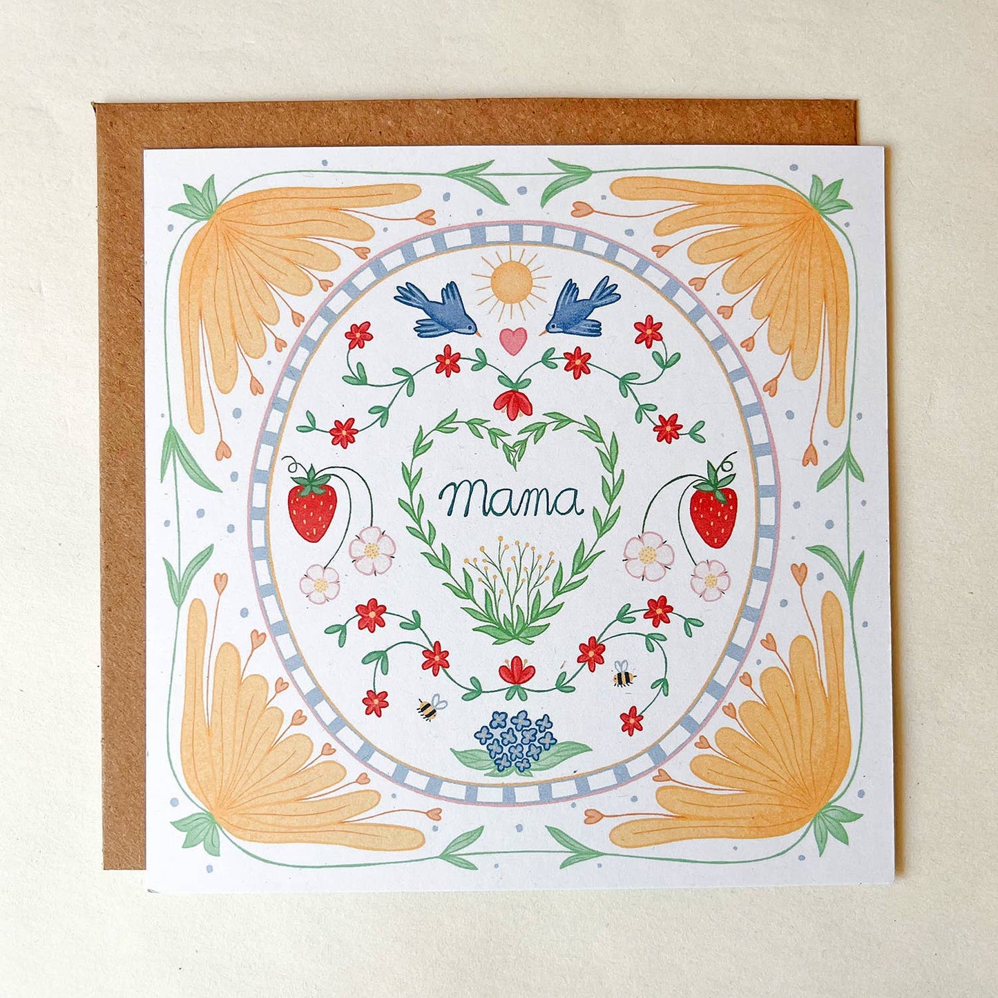 Mama card with flowers in Swedish style