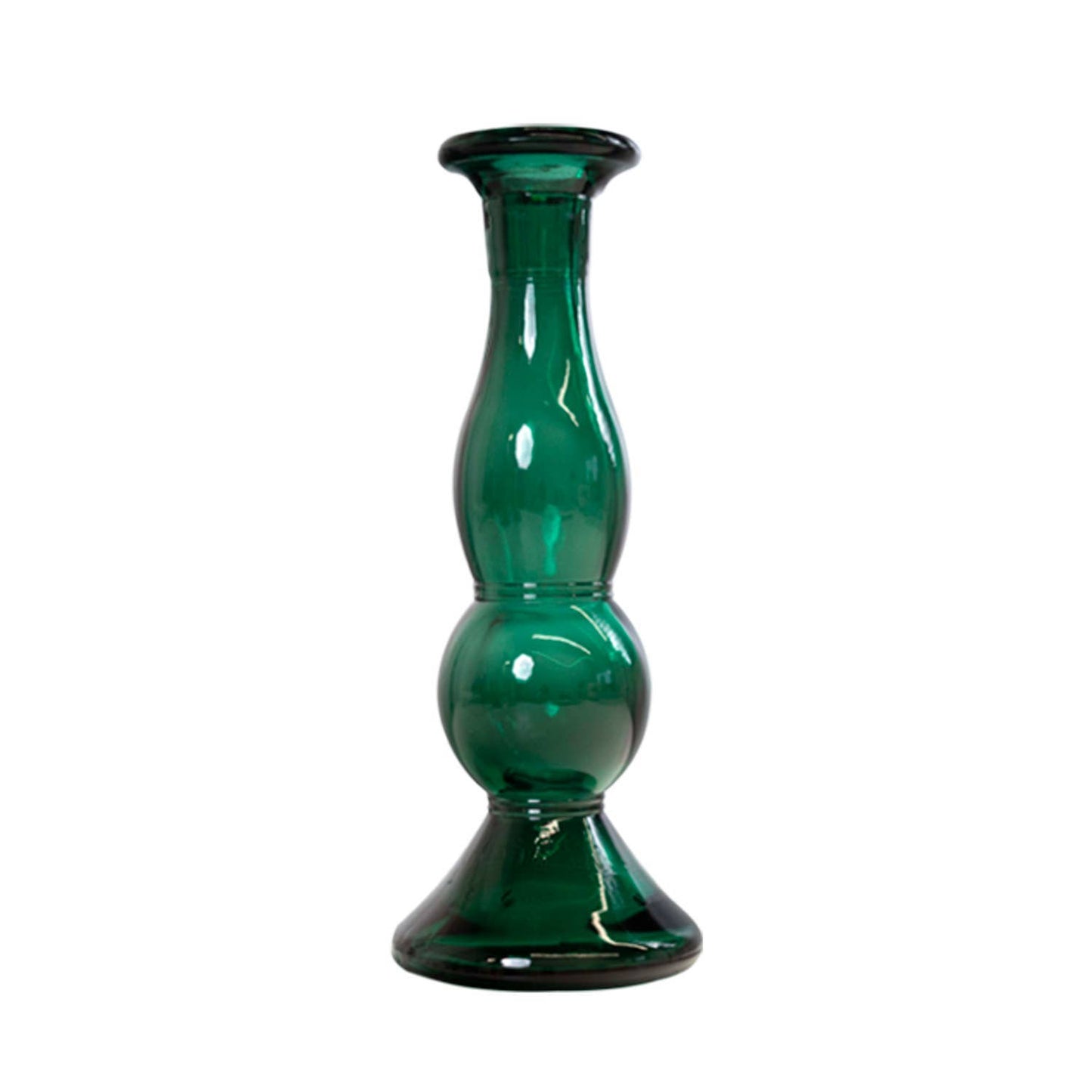 Recycled glass candle holder - 20cm & 22cm: Emerald Green / 20 cm