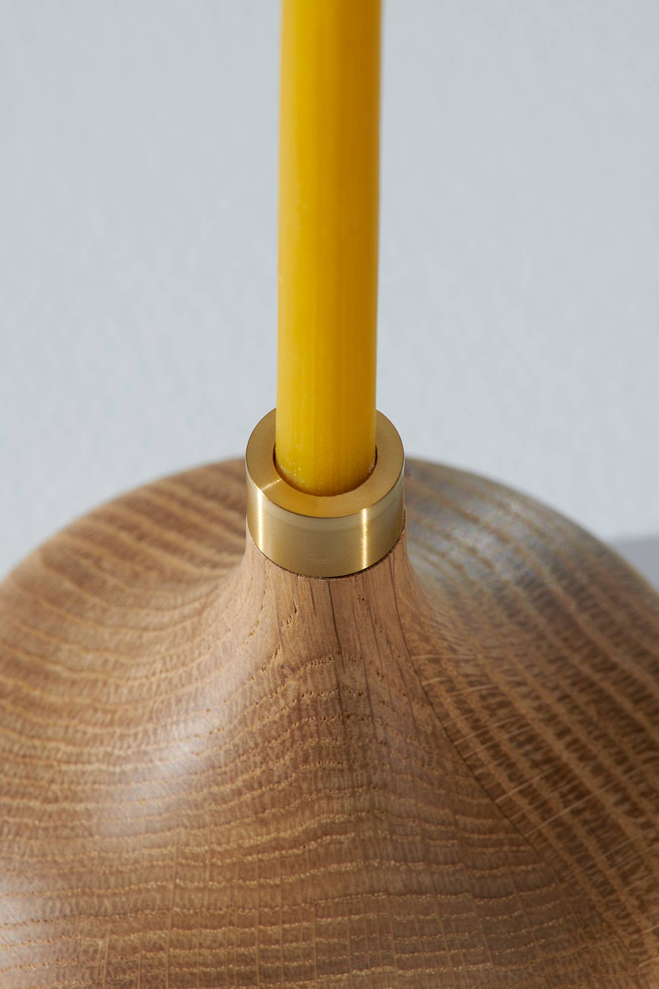 Oak Candle Holder: Aged Brass Socket