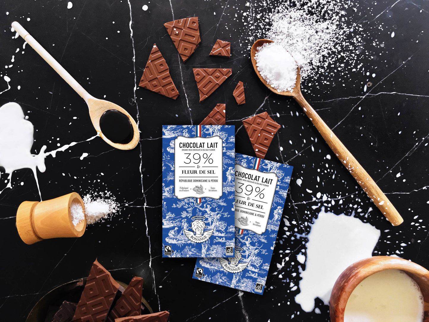 Milk Chocolate Bar 39% Organic Fairtrade Fleur de Sel 80g