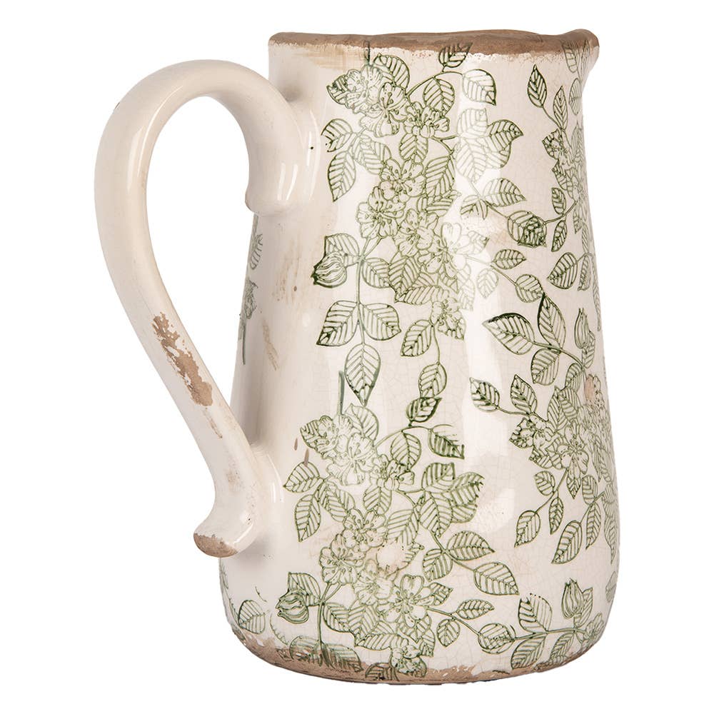 6CE1977L Decoration can 21x15x23 cm Beige Ceramic Flowers