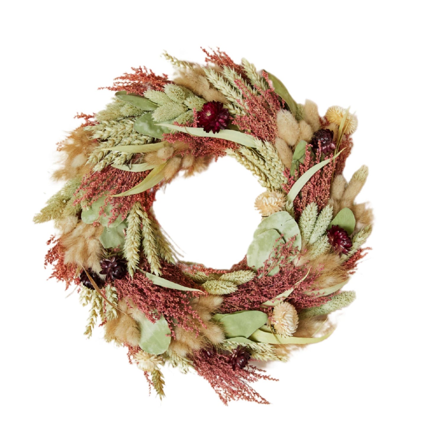 Christmas wreath with dried flowers - rosewood: Large