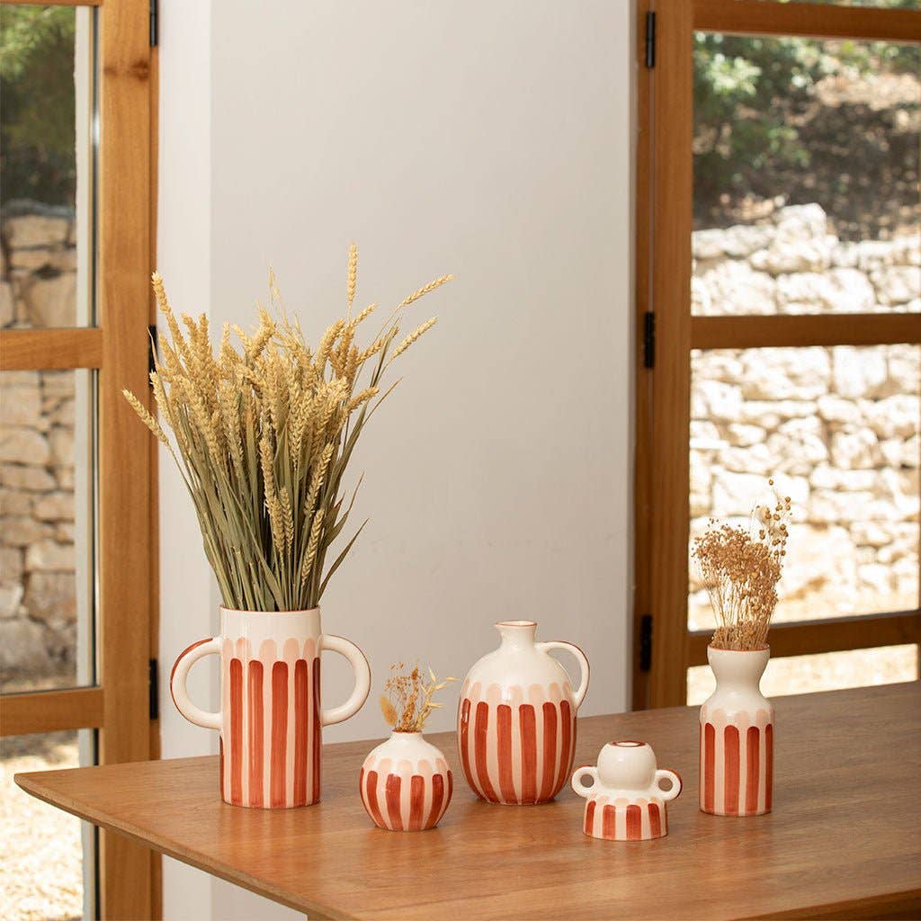 Menorca ceramic candle holder - Stripes