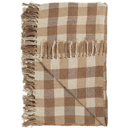 Throw natural/beige/brown checks