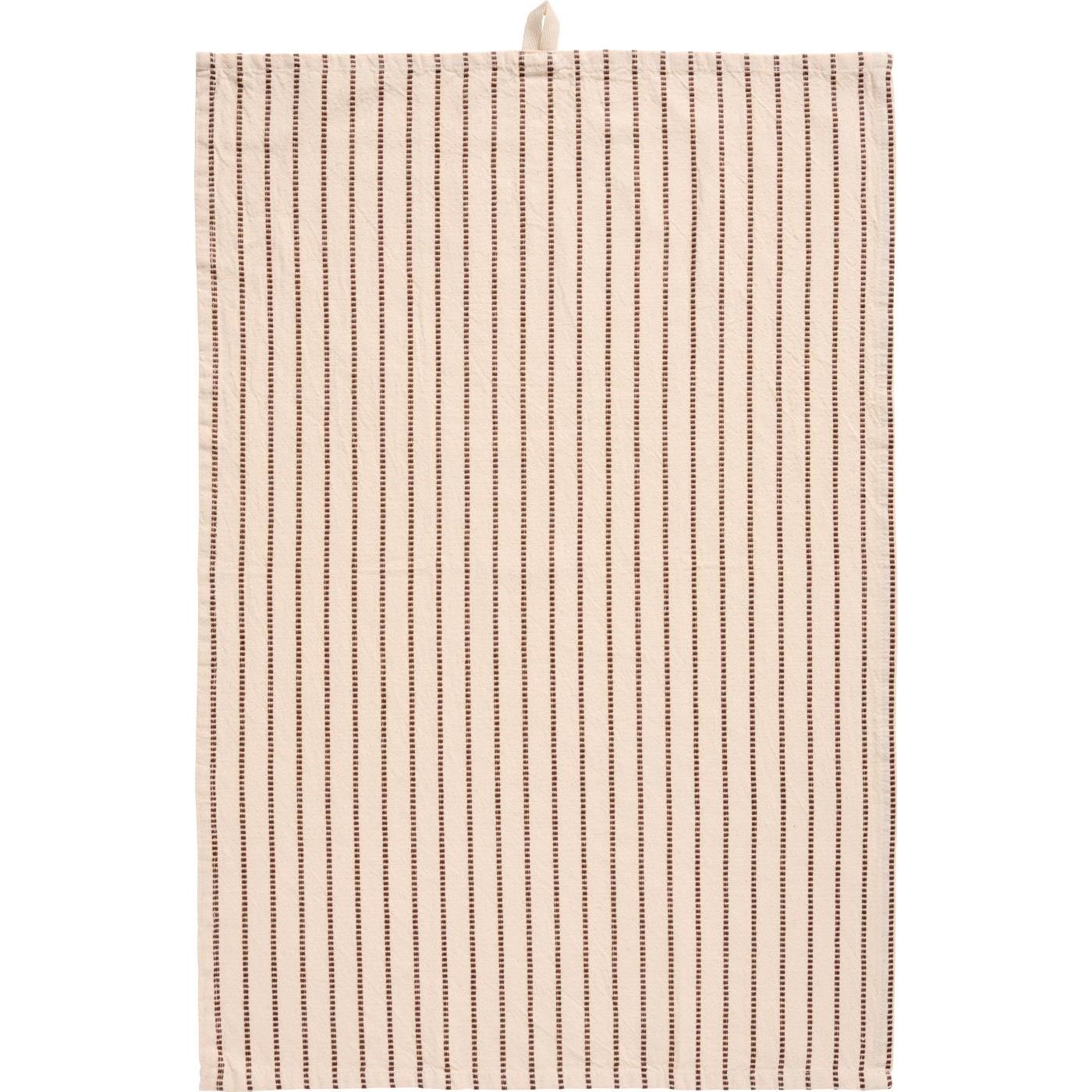 Tea towel Dixie natural w/brown woven stripes