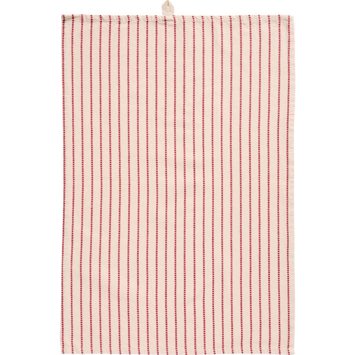 Tea towel Holly natural w/red woven stripes