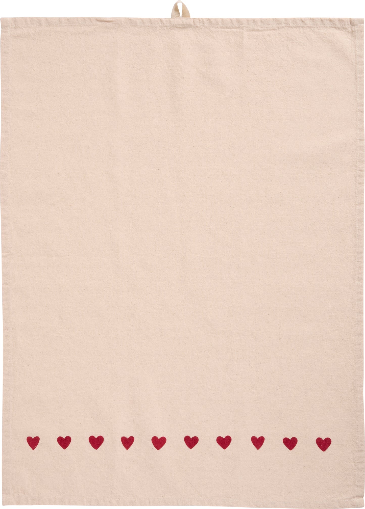 Tea towel Emma natural w/red hearts