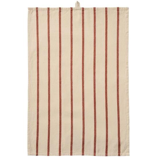 Tea towel Rebecca natural w/rust coloured woven stripe pattern