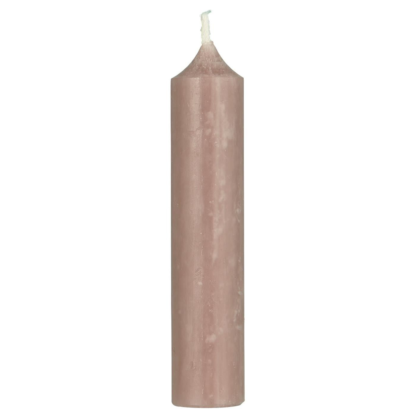 Short dinner candle old rose rustic Ø:2.2 H:11