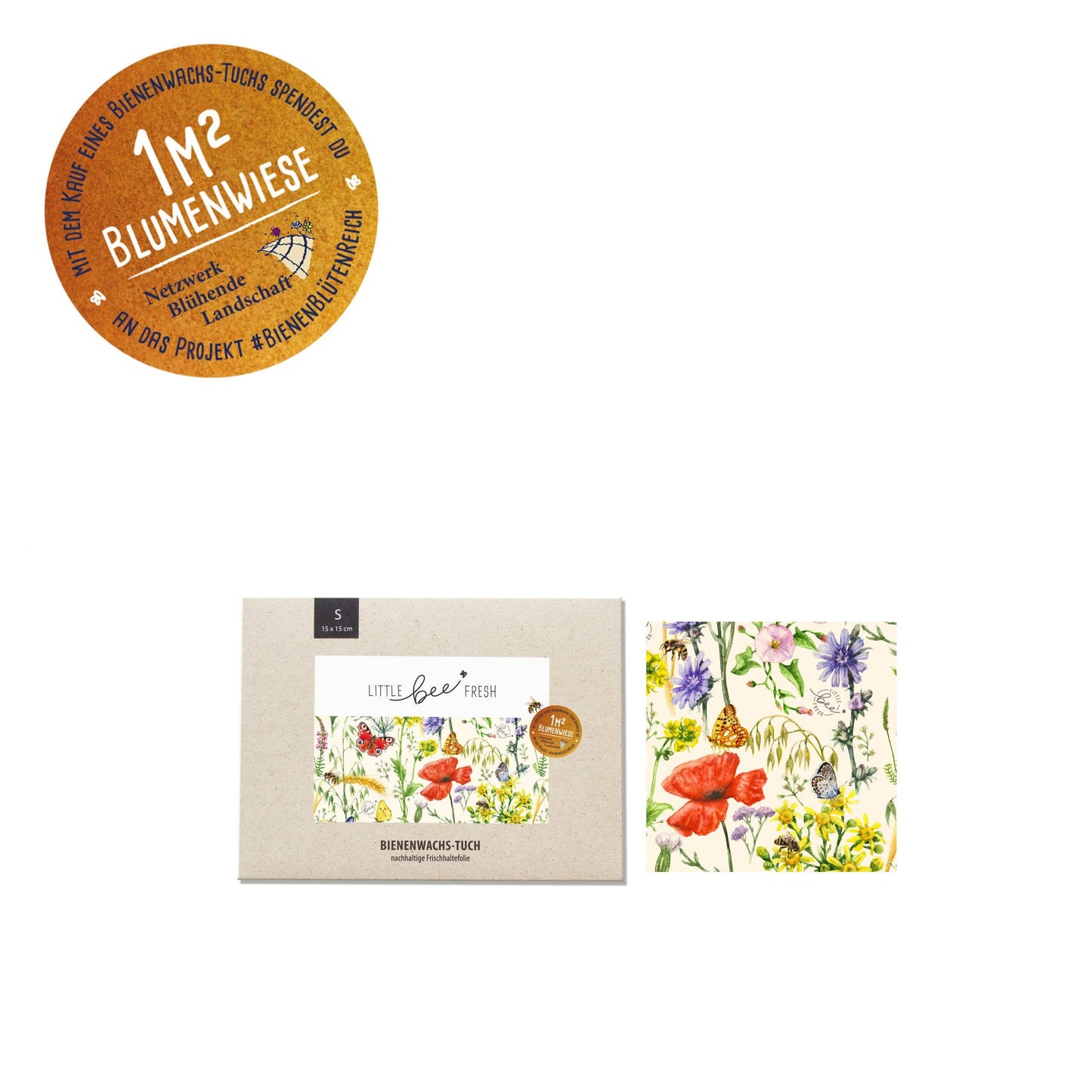 Organic beeswax cloth - bee dream “S” - 15 x 15 cm - beeswax
