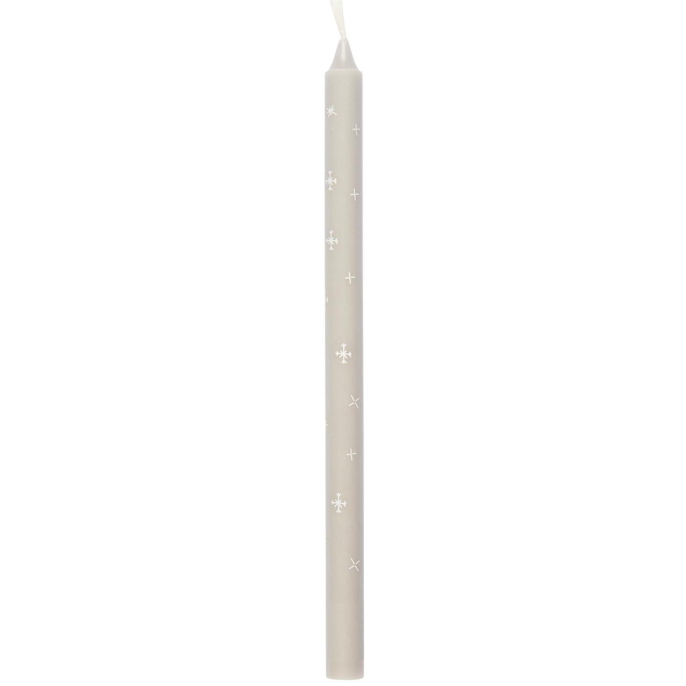 Taper candle w/snow crystals stearin Ø:1.3 H:20 Nordic Swan Eco-label