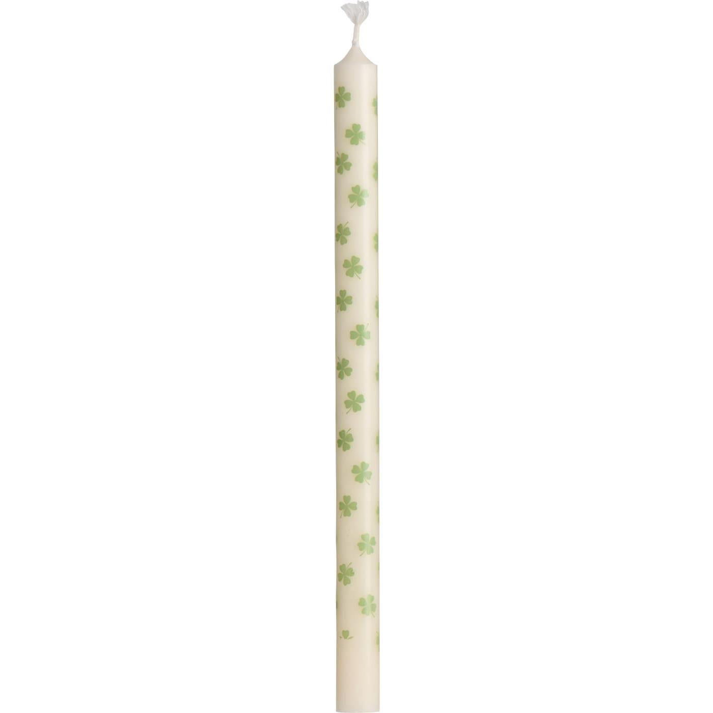 Taper candle w/green clovers stearin Ø:1.3 H:20