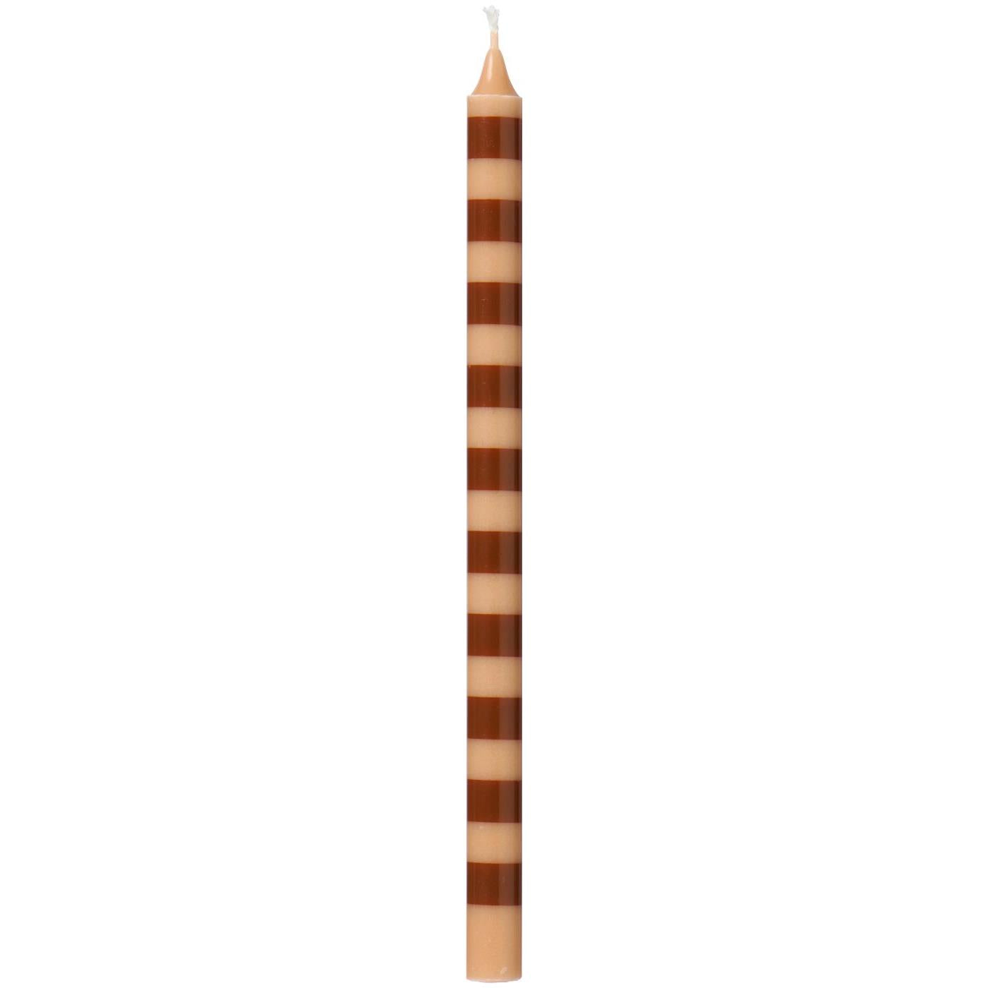 Taper candle striped brown/light brown Ø:1.3 H:20 Nordic Swan Eco-label